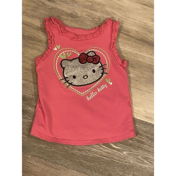 HELLO KITTY Hot Pink & Silver SPARKLY TANK TOP SIZE 4T Girls - Picture 3 of 5